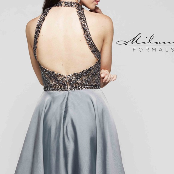 High Neck Beaded Cocktail Dress - Picture 2 of 10